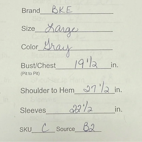 BKE Gray Ribbed V Neck Top L Long Sleeve Soft Casual Layering Tee - Picture 6 of 6